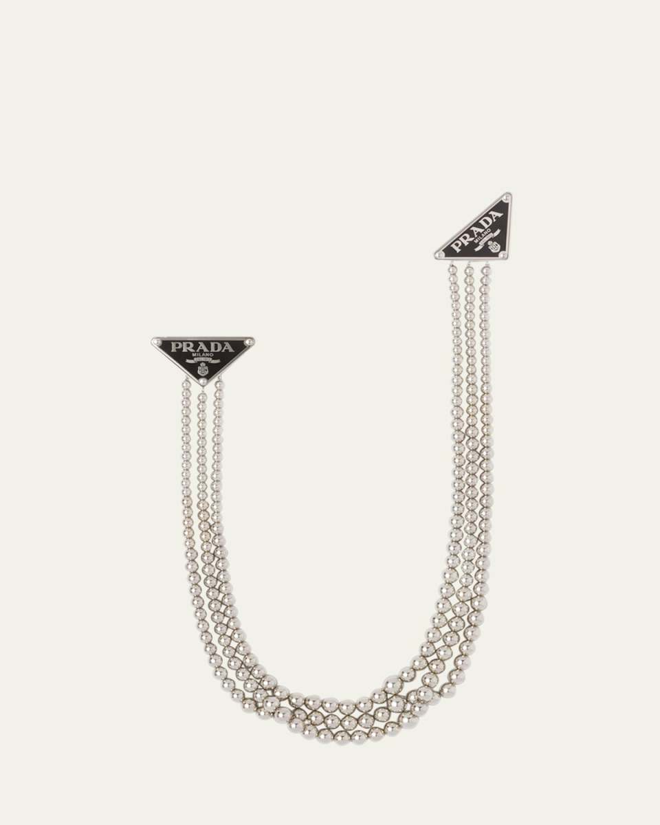 Triangle Ball Chain Brooch Necklace